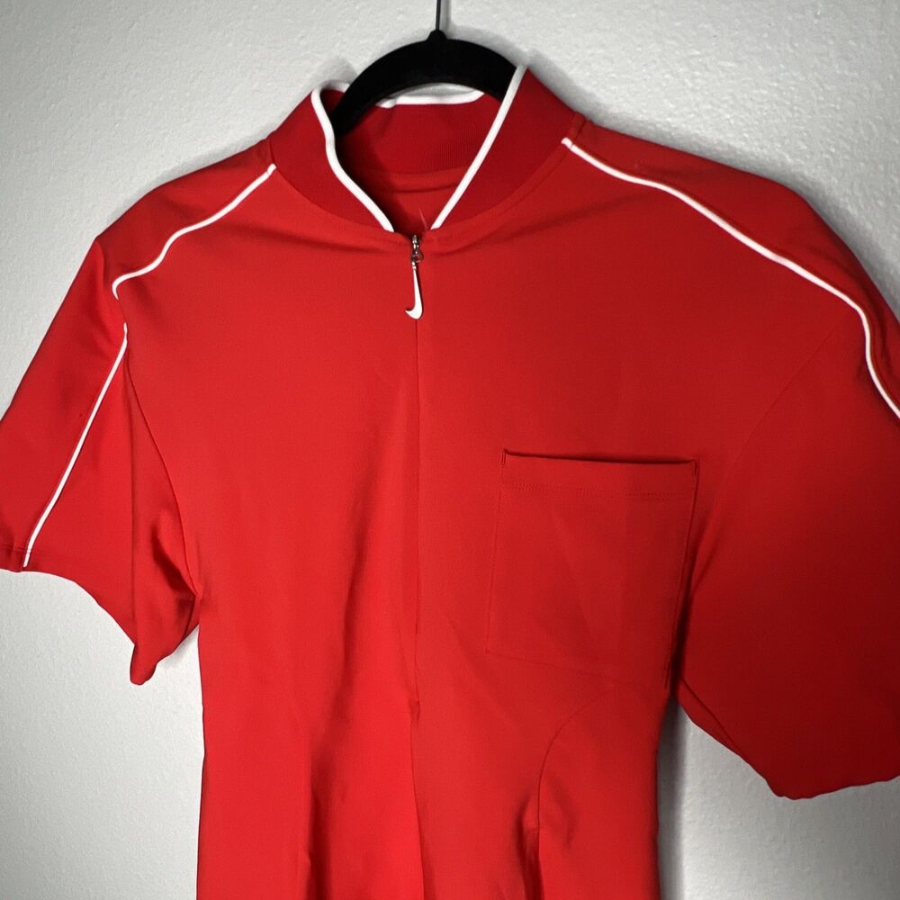 Nike x Jacquemus Red Short Sleeve Mini Body Con Dress Size Medium White Piping - Picture 4 of 14